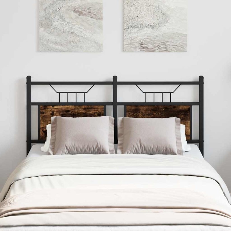 Tête de lit chêne fumé 120 cm bois d'ingénierie et acier 
