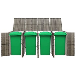 Abri pour poubelle quadruple Gris 274x80x117 cm Résine tressée 