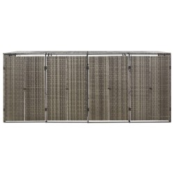 Abri pour poubelle quadruple Gris 274x80x117 cm Résine tressée 