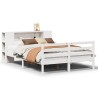 Lit bibliothèque sans matelas blanc 120x200 cm bois pin massif 