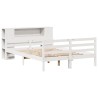 Lit bibliothèque sans matelas blanc 120x200 cm bois pin massif 