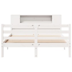 Lit bibliothèque sans matelas blanc 120x200 cm bois pin massif 