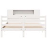 Lit bibliothèque sans matelas blanc 120x200 cm bois pin massif 
