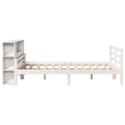 Lit bibliothèque sans matelas blanc 120x200 cm bois pin massif 