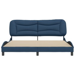 Cadre de lit sans matelas bleu 180x200 cm tissu 