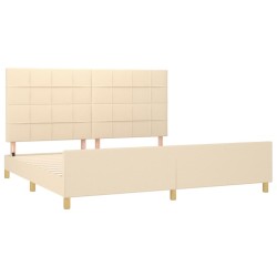 Cadre de lit sans matelas crème 200x200 cm tissu 