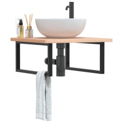 Supports d'étagères pour lavabo 2 pcs noir rectangulaire acier 