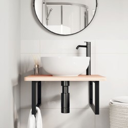 Supports d'étagères pour lavabo 2 pcs noir rectangulaire acier 