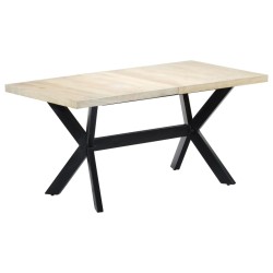 Table à manger Blanc 160x80x75 cm Bois de manguier massif 