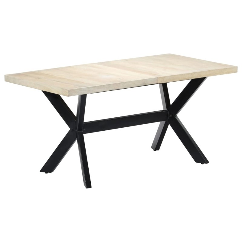 Table à manger Blanc 160x80x75 cm Bois de manguier massif Table à manger Blanc 160x80x75 cm Bois de manguier massif