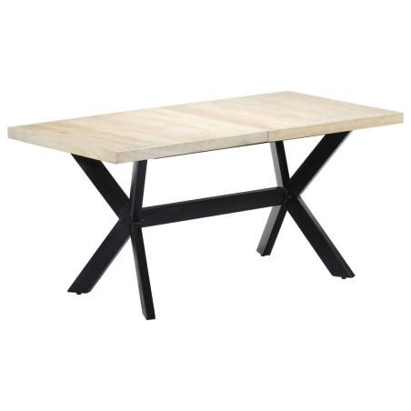 Table à manger Blanc 160x80x75 cm Bois de manguier massif 