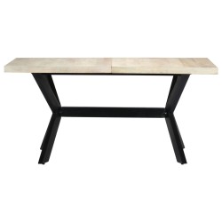 Table à manger Blanc 160x80x75 cm Bois de manguier massif 