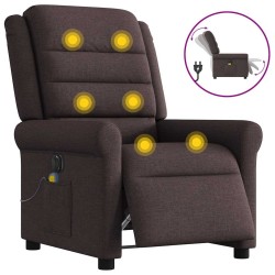 Fauteuil de massage inclinable électrique Marron foncé Tissu 