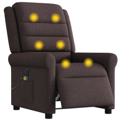 Fauteuil de massage inclinable électrique Marron foncé Tissu 