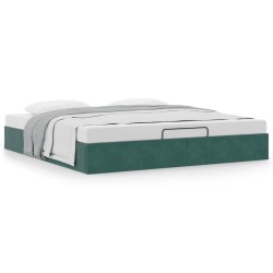 Cadre de lit ottoman sans matelas vert foncé 200x200 cm velours 