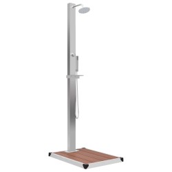 Douche d'extérieur avec receveur de douche WPC Acier inoxydable 