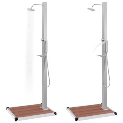 Douche d'extérieur avec receveur de douche WPC Acier inoxydable 