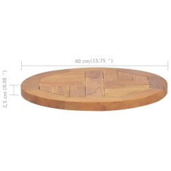 Dessus de table Bois de teck solide Rond 2,5 cm 40 cm 