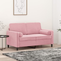 Canapé 2 places avec oreillers décoratifs rose 120 cm velours 