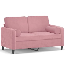 Canapé 2 places avec oreillers décoratifs rose 120 cm velours 
