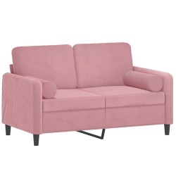 Canapé 2 places avec oreillers décoratifs rose 120 cm velours 