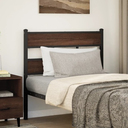 Tête de lit chêne marron 80 cm acier et bois d'ingénierie 