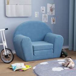Canapé-lit pour enfants bleu peluche douce 