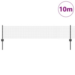 Clôture en fil soudé avec 5 poteaux U gris 0.4x10 m acier 