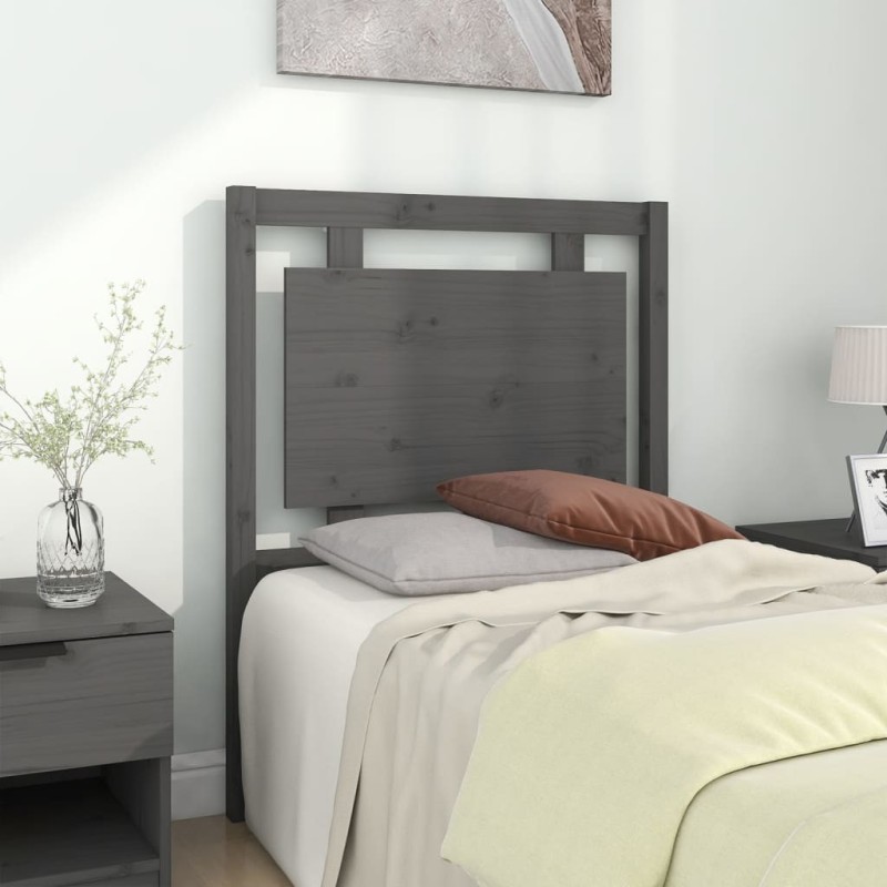 Tête de lit Gris 80,5x4x100 cm Bois massif de pin Tête de lit Gris 80,5x4x100 cm Bois massif de pin