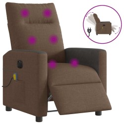 Fauteuil inclinable de massage électrique marron tissu 