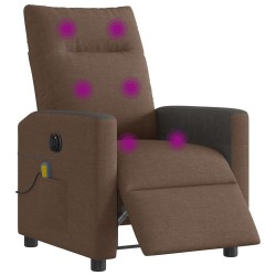 Fauteuil inclinable de massage électrique marron tissu 