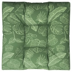 Coussin de palette motif de feuilles 80x80x12 cm tissu 