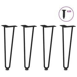 Pieds en épingle à cheveux pour table basse 4 pièces Noir 42 cm Acier massif 