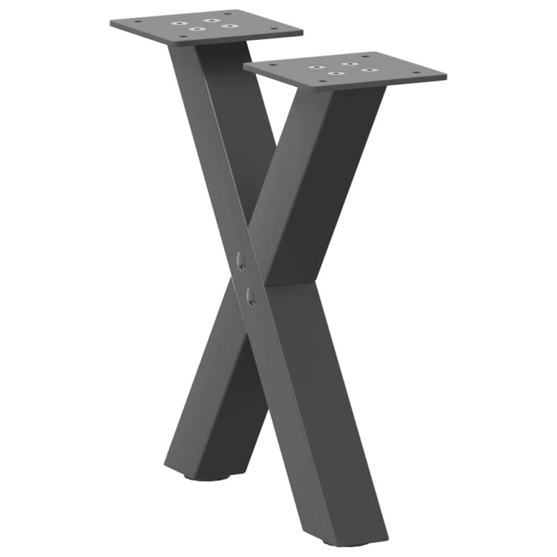 Pieds de table basse en forme de X, 2 pièces, anthracite, 30 x (30-31) cm, acier 