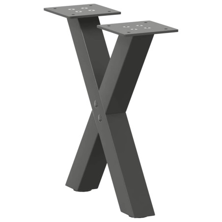 Pieds de table basse en forme de X, 2 pièces, anthracite, 30 x (30-31) cm, acier 