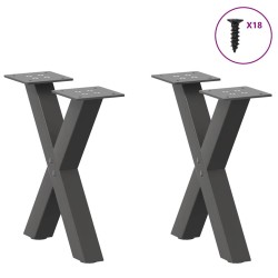 Pieds de table basse en forme de X, 2 pièces, anthracite, 30 x (30-31) cm, acier 