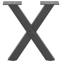 Pieds de table basse en forme de X, 2 pièces, anthracite, 30 x (30-31) cm, acier 
