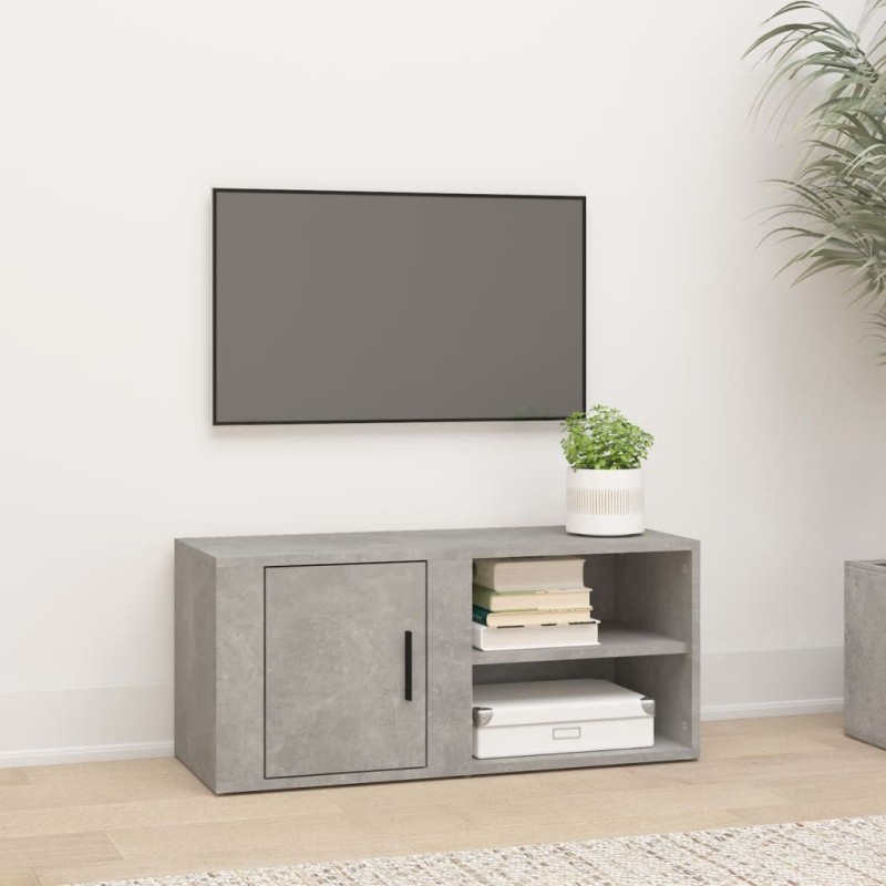 Meuble TV Gris béton 80x31,5x36 cm Bois d'ingénierie 
