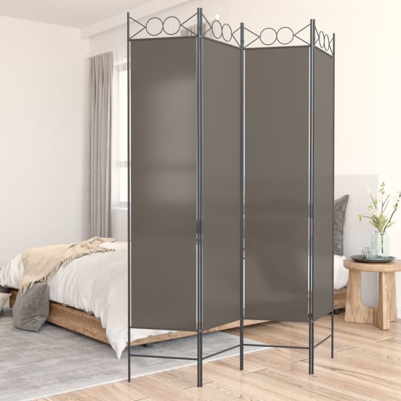 Cloison de séparation 4 panneaux Anthracite 160x200 cm Tissu 