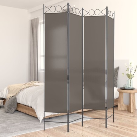 Cloison de séparation 4 panneaux Anthracite 160x200 cm Tissu 