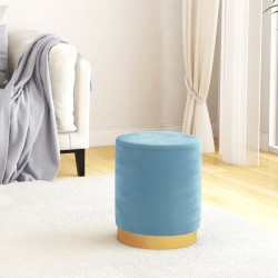 Tabouret de rangement rond Bleu clair Velours 