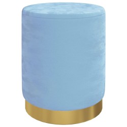 Tabouret de rangement rond Bleu clair Velours 