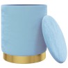 Tabouret de rangement rond Bleu clair Velours 