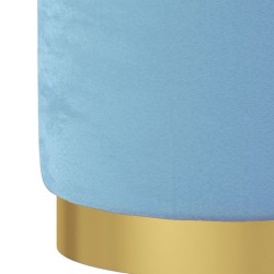 Tabouret de rangement rond Bleu clair Velours 
