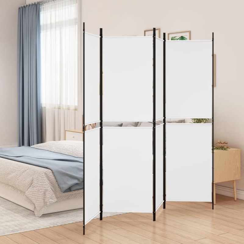 Cloison de séparation 4 panneaux Blanc 200x180 cm Tissu 