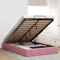 Cadre de lit ottoman sans matelas rose 120x190 cm velours 