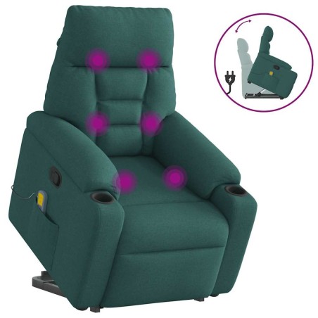 Fauteuil inclinable de massage Vert foncé Tissu 