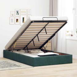 Cadre de lit ottoman sans matelas vert foncé 120x190 cm velours 