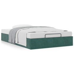 Cadre de lit ottoman sans matelas vert foncé 120x190 cm velours 