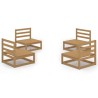 Salon de jardin 4 pcs marron miel bois de pin massif 